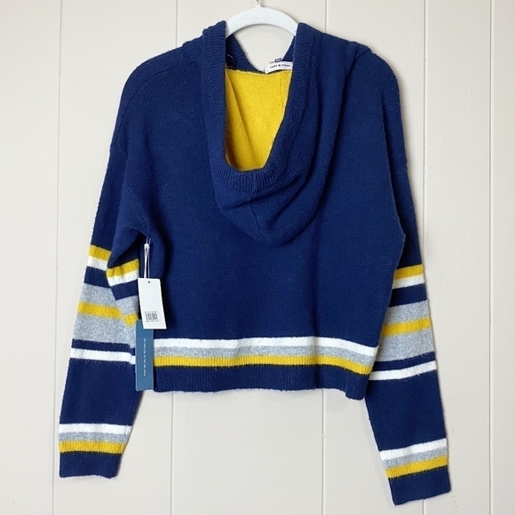 Court & Rowe hooded sweater new NWT cropped navy yellow wool alpaca oversized - Picture 3 of 8